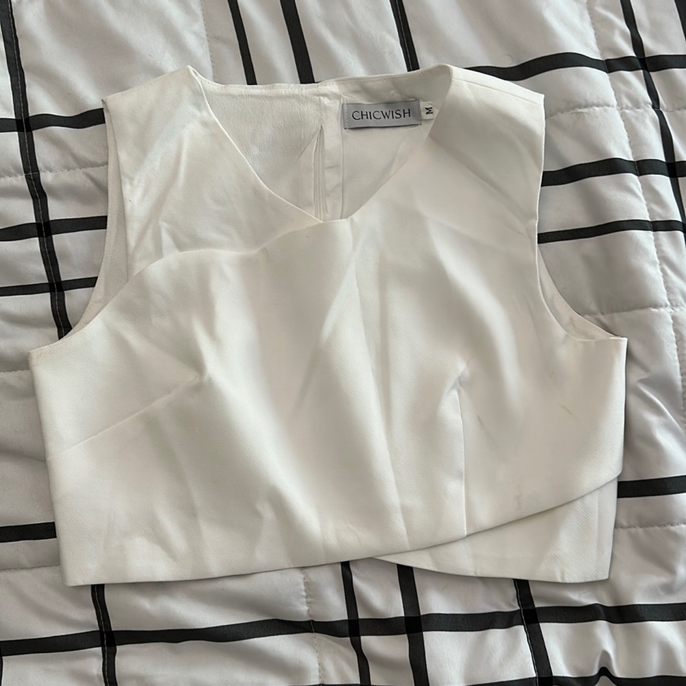 White Structured Crop Top